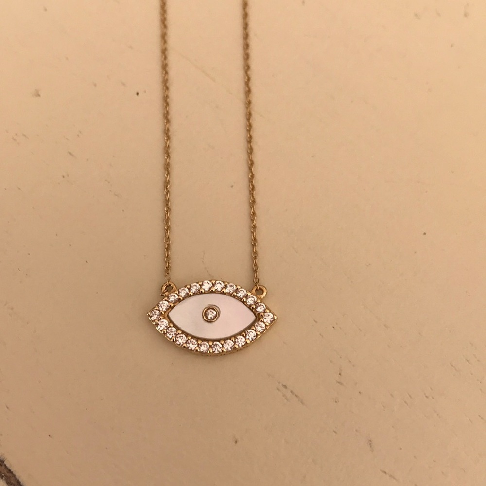14 k gold Evil eye necklace